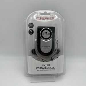 AM/FM Portable Personal Pocket Radio w/Neck Strap & Earbuds Black